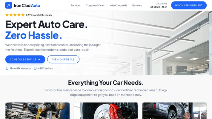 Auto service website design preview